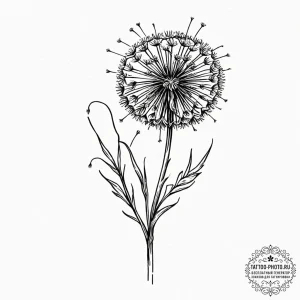 Tattoo design a dandelion with a strong, deep... - эскиз тату (№1752113225_0, 10.07.2025 02:07) — tattoo-photo.ru