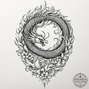 Tattoo design a phoenix whose gaze is fixed f... - эскиз тату (№1752113727_0, 10.07.2025 02:15) — tattoo-photo.ru