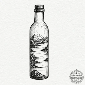 Tattoo sketch a classic "message in a bottle,... - эскиз тату (№1752114819_0, 10.07.2025 02:33) — tattoo-photo.ru