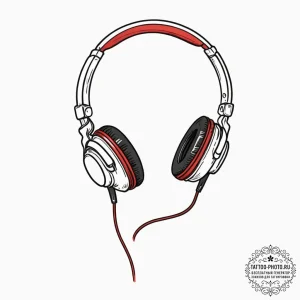 Headphones, artistic tattoo sketch, black and... - эскиз тату (№1752115656_0, 10.07.2025 02:47) — tattoo-photo.ru