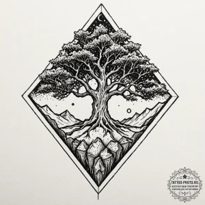 Tattoo sketch a single, massive, and ancient... - эскиз тату (№1752115993_0, 10.07.2025 02:53) — tattoo-photo.ru