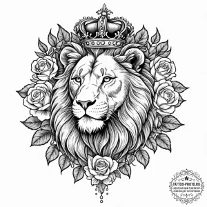 Tattoo sketch a regal leo lion, with a flowin... - эскиз тату (№1752116492_0, 10.07.2025 03:01) — tattoo-photo.ru