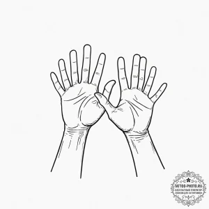 Tattoo sketch a 'high five' gesture, split be... - эскиз тату (№1752117495_0, 10.07.2025 03:18) — tattoo-photo.ru