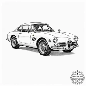 A linework design of the red alfa romeo from... - эскиз тату (№1752117579_0, 10.07.2025 03:19) — tattoo-photo.ru