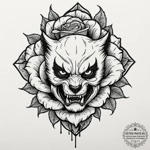 Tattoo design an aggressive wolverine, fierce... - эскиз тату (№1752118392_0, 10.07.2025 03:33) — tattoo-photo.ru