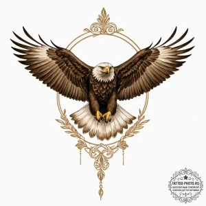 Golden eagle, tattoo flash sheet design, on a... - эскиз тату (№1752119375_0, 10.07.2025 03:49) — tattoo-photo.ru