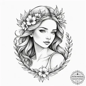 Tattoo design a graceful virgo maiden, her fo... - эскиз тату (№1752119542_0, 10.07.2025 03:52) — tattoo-photo.ru