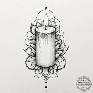 Tattoo sketch a single, elegant candle, flick... - эскиз тату (№1752119625_0, 10.07.2025 03:53) — tattoo-photo.ru