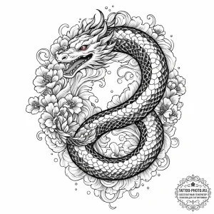 Tattoo design a cosmic serpent, its scales th... - эскиз тату (№1752119707_0, 10.07.2025 03:55) — tattoo-photo.ru