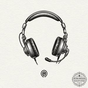 Tattoo sketch a gaming headset with a microph... - эскиз тату (№1752120043_0, 10.07.2025 04:00) — tattoo-photo.ru