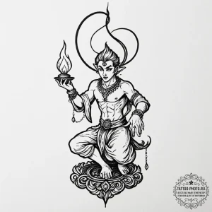 A neo-traditional tattoo of a djinn emerging... - эскиз тату (№1752120460_0, 10.07.2025 04:07) — tattoo-photo.ru