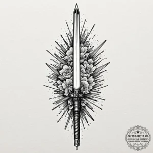 A lightsaber, artistic tattoo sketch, vibrant... - эскиз тату (№1752121462_0, 10.07.2025 04:24) — tattoo-photo.ru