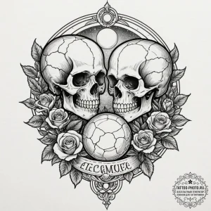 Tattoo sketch gemini twins holding a single,... - эскиз тату (№1752121879_0, 10.07.2025 04:31) — tattoo-photo.ru