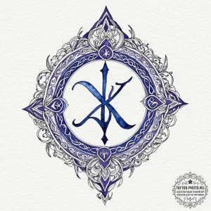 70. tattoo sketch: watercolor "alatyr" rune,... - эскиз тату (№1752122214_0, 10.07.2025 04:36) — tattoo-photo.ru