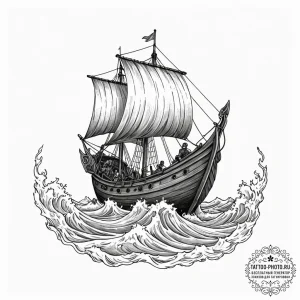 Tattoo sketch a powerful viking longship cutt... - эскиз тату (№1752122460_0, 10.07.2025 04:41) — tattoo-photo.ru