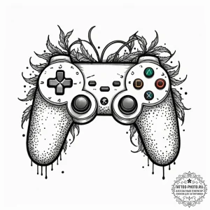 Tattoo sketch a gaming controller with wires... - эскиз тату (№1752123116_0, 10.07.2025 04:51) — tattoo-photo.ru