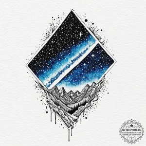 Milky way, ink illustration for tattoo, on a... - эскиз тату (№1752123289_0, 10.07.2025 04:54) — tattoo-photo.ru