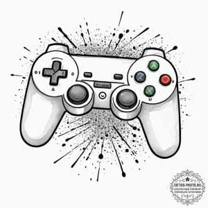 Tattoo design a 'game controller' on one, a '... - эскиз тату (№1752123709_0, 10.07.2025 05:01) — tattoo-photo.ru