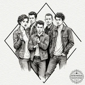 A sketch of the main characters from lock, st... - эскиз тату (№1752123795_0, 10.07.2025 05:03) — tattoo-photo.ru