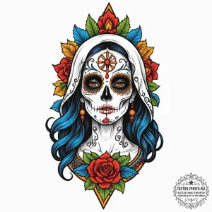 Santa muerte, tattoo flash sheet design, mini... - эскиз тату (№1752124629_0, 10.07.2025 05:17) — tattoo-photo.ru
