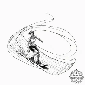 A person sandboarding down a large dune., art... - эскиз тату (№1752125382_0, 10.07.2025 05:29) — tattoo-photo.ru