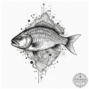 Crucian carp, artistic tattoo sketch, black a... - эскиз тату (№1752125465_0, 10.07.2025 05:31) — tattoo-photo.ru