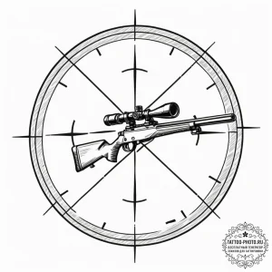 Tattoo sketch a futuristic sniper rifle scope... - эскиз тату (№1752126389_0, 10.07.2025 05:46) — tattoo-photo.ru