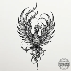 Tattoo sketch a minimalist phoenix created fr... - эскиз тату (№1752126723_0, 10.07.2025 05:52) — tattoo-photo.ru