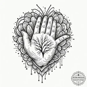 A linework design of the five-point-palm-expl... - эскиз тату (№1752127818_0, 10.07.2025 06:10) — tattoo-photo.ru