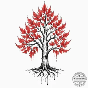 A watercolor sketch of the weirwood tree with... - эскиз тату (№1752128654_0, 10.07.2025 06:24) — tattoo-photo.ru