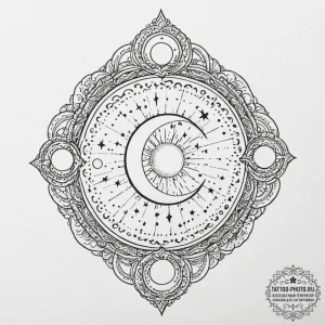 Tattoo sketch a celestial body being held by... - эскиз тату (№1752128824_0, 10.07.2025 06:27) — tattoo-photo.ru