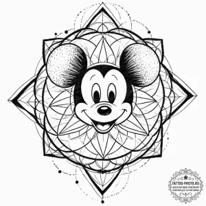 A trash polka tattoo of a twisted, evil micke... - эскиз тату (№1752129492_0, 10.07.2025 06:38) — tattoo-photo.ru