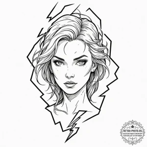 A neo-traditional portrait of storm, with whi... - эскиз тату (№1752129575_0, 10.07.2025 06:39) — tattoo-photo.ru