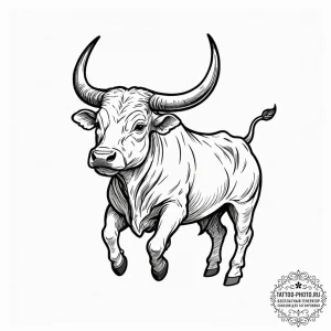 Tattoo design a taurus bull, depicted in a fl... - эскиз тату (№1752129658_0, 10.07.2025 06:40) — tattoo-photo.ru