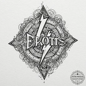 Tattoo design a stylized "esports" text with... - эскиз тату (№1752130253_0, 10.07.2025 06:50) — tattoo-photo.ru