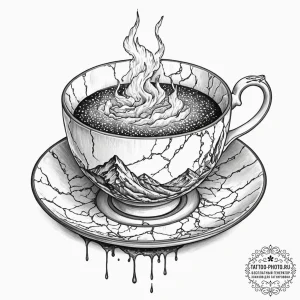 Broken teacup (kintsugi style), tattoo sketch... - эскиз тату (№1752130926_0, 10.07.2025 07:02) — tattoo-photo.ru