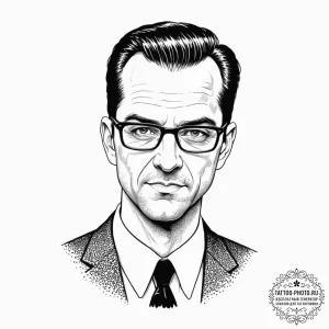 A graphic novel style portrait of agent smith... - эскиз тату (№1752131432_0, 10.07.2025 07:10) — tattoo-photo.ru