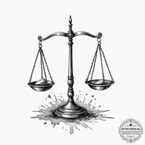 Tattoo sketch libra's scales, balanced by two... - эскиз тату (№1752131515_0, 10.07.2025 07:11) — tattoo-photo.ru