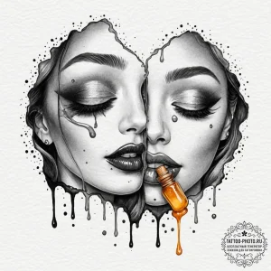 Tattoo sketch a pair of lips, slightly parted... - эскиз тату (№1752131853_0, 10.07.2025 07:17) — tattoo-photo.ru