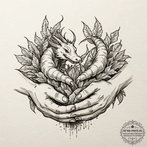 A close-up on the weathered hands of a garden... - эскиз тату (№1752132191_0, 10.07.2025 07:23) — tattoo-photo.ru
