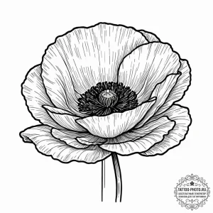 Poppy, concept art for tattoo, black and grey... - эскиз тату (№1752132436_0, 10.07.2025 07:27) — tattoo-photo.ru