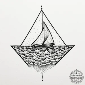 Tattoo sketch a tiny paper boat sailing on a... - эскиз тату (№1752133024_0, 10.07.2025 07:37) — tattoo-photo.ru