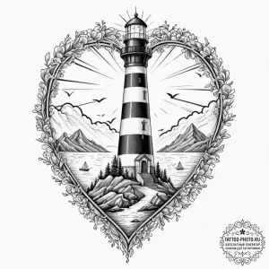 Tattoo design a lighthouse whose light beam f... - эскиз тату (№1752133255_0, 10.07.2025 07:40) — tattoo-photo.ru
