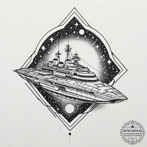 A sketch of the nostromo ship, detailed bluep... - эскиз тату (№1752133842_0, 10.07.2025 07:50) — tattoo-photo.ru