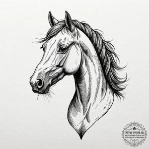 Horse, tattoo sketch design, on a clean white... - эскиз тату (№1752134091_0, 10.07.2025 07:54) — tattoo-photo.ru