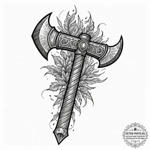Tattoo sketch: perun's stylized war axe, crac... - эскиз тату (№1752134172_0, 10.07.2025 07:56) — tattoo-photo.ru