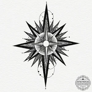 Tattoo sketch a single, glowing "north star"... - эскиз тату (№1752134761_0, 10.07.2025 08:06) — tattoo-photo.ru