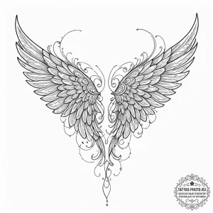 Wings, concept art for tattoo, on a clean whi... - эскиз тату (№1752135842_0, 10.07.2025 08:24) — tattoo-photo.ru