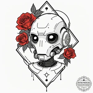 A linework tattoo of marvin the paranoid andr... - эскиз тату (№1752135999_0, 10.07.2025 08:26) — tattoo-photo.ru