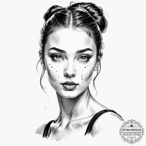 A trash polka composition of a beautiful ball... - эскиз тату (№1752136809_0, 10.07.2025 08:40) — tattoo-photo.ru